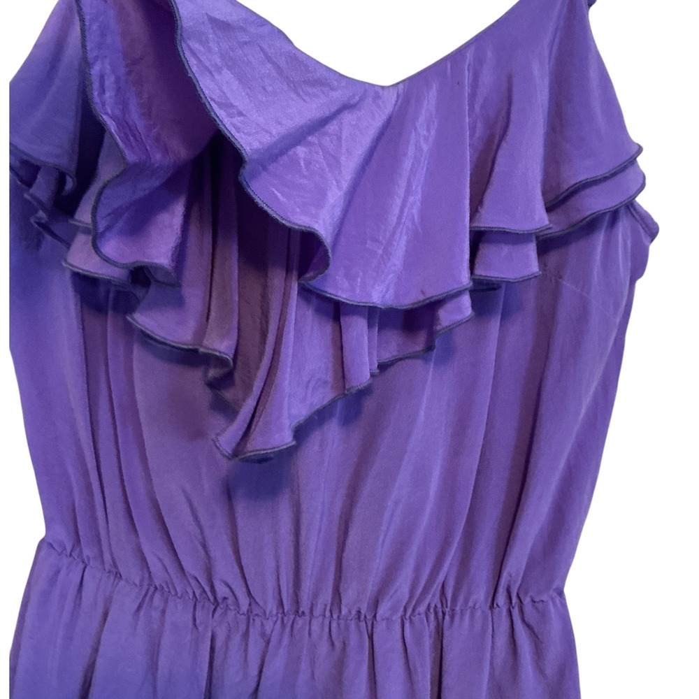 Amanda Uprichard Cami Womens P Purple Ruffle Tiered Silk Elastic Waist Blouse - Picture 6 of 11